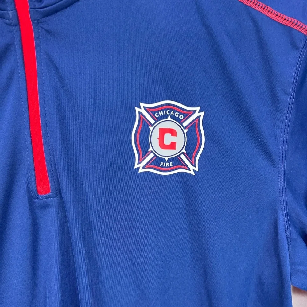 Adidas Chicago Fire Quarter Zip Mens Large Blue MLS Soccer Pullover Jacket NWT